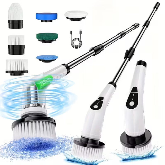 2026 Upgraded Cordless Electric Scrubber, 7-in-1 Power Cleaning Brush with Extendable Long Handle for Shower, Bathtub, Tile & Floor